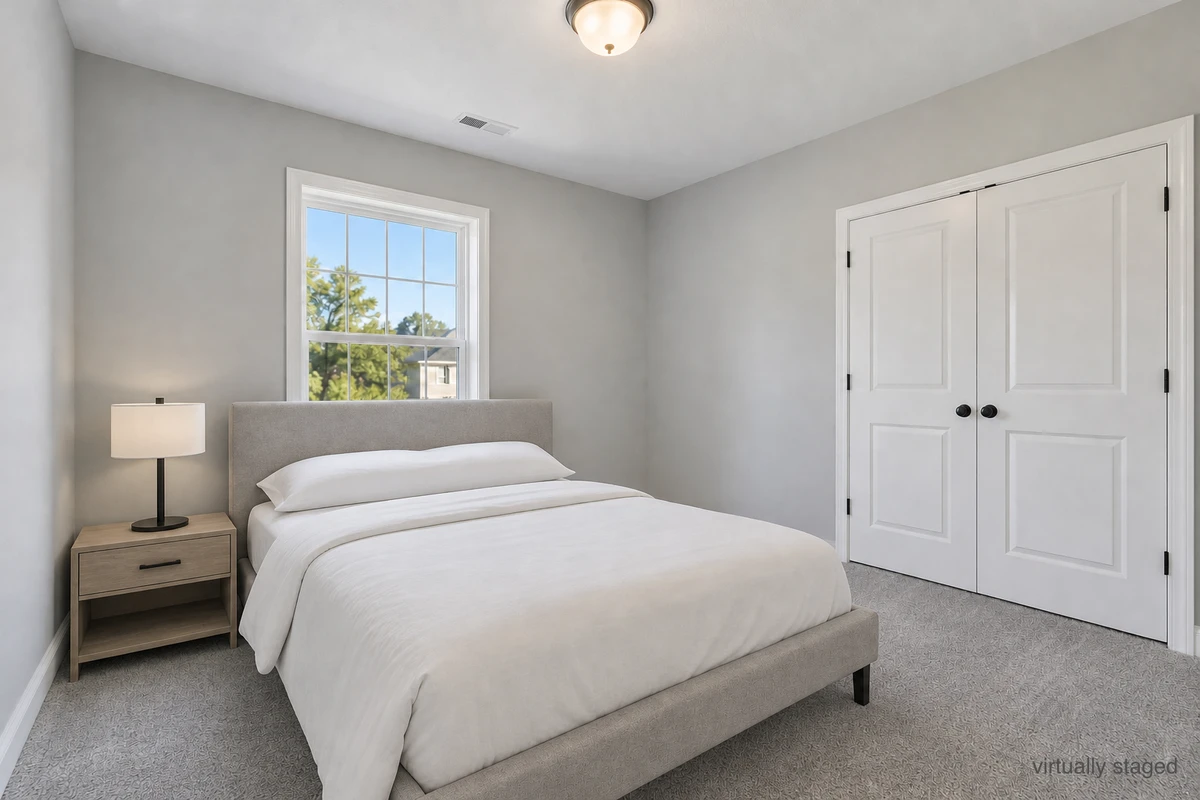 Modern bedroom example with light staging