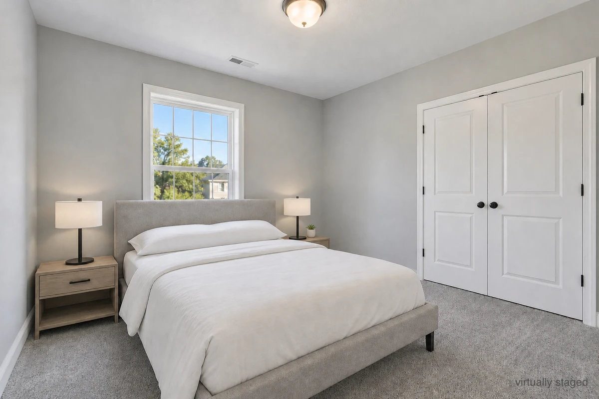 Modern bedroom example with moderate staging